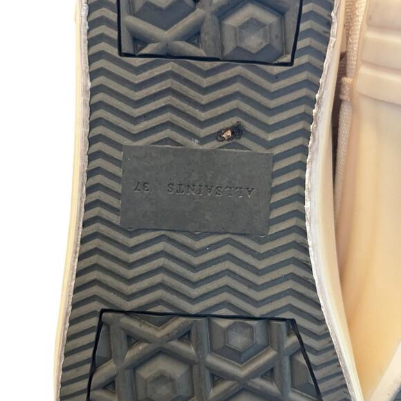 AllSaints Ghost Dana High Top Sneaker Canvas Lace Up Shoes White Cream Size 7 - Picture 10 of 16